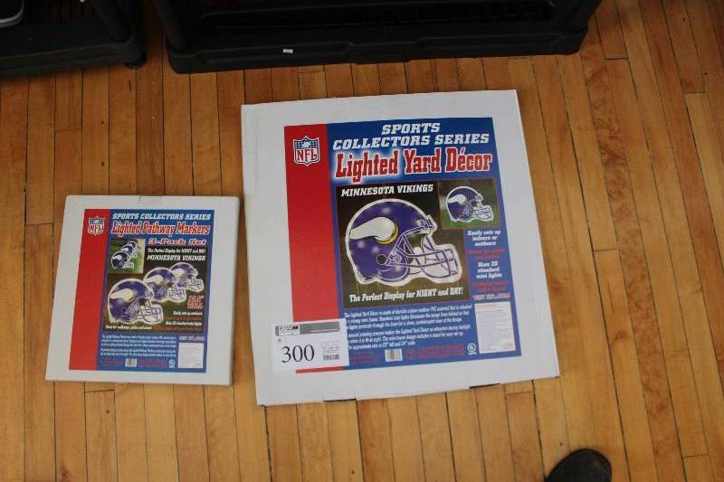 lot 300 image: Lot of (2) Minnesota Vikings Lighted Helmet Pathway Set