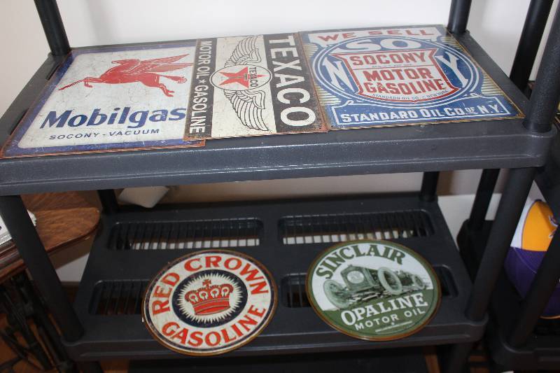 lot 337 image: Lot of (5) Vintage Automobile Signs Includes Sinclair,Red Crown,Mobilgas,Texaco,Standard Oil