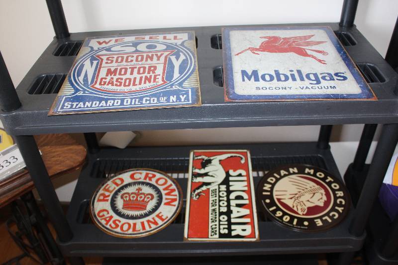 lot 330 image: Lot of (5) Vintage Automobile Signs Includes Sinclair,Red Crown,Mobilgas,Texaco,Standard Oil