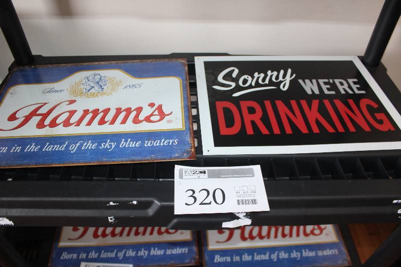 lot 320 image: Lot of (2) Hamms, Sorry Were Drinking Decorative Wall Art
