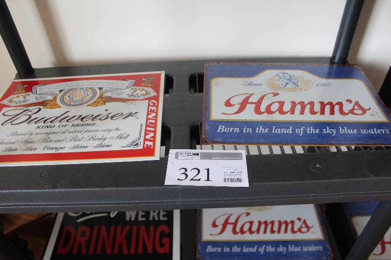lot 321 image: Lot of (2) Hamms, Budweiser Decorative Wall Art