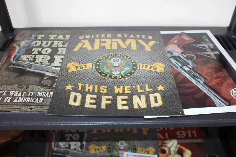 lot 314 image: Lot of (3) Army,Smith & Wesson Decorative Wall Art