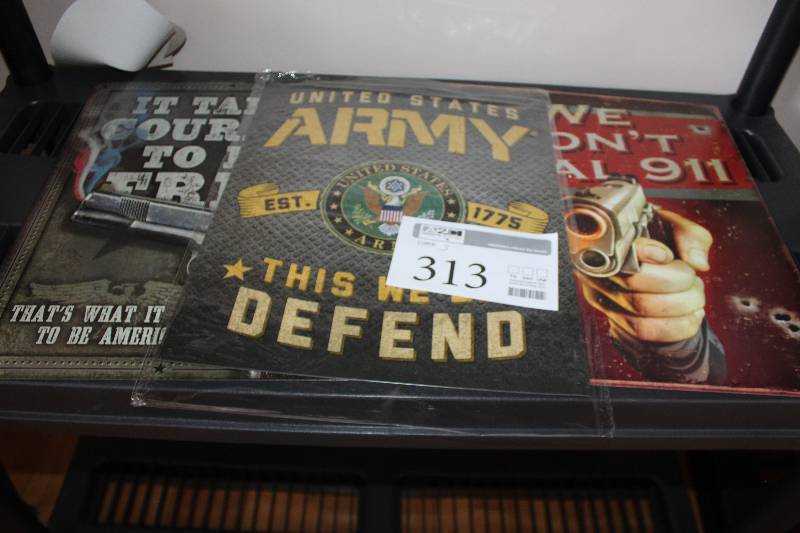 lot 313 image: Lot of (3) Army,Smith & Wesson Decorative Wall Art