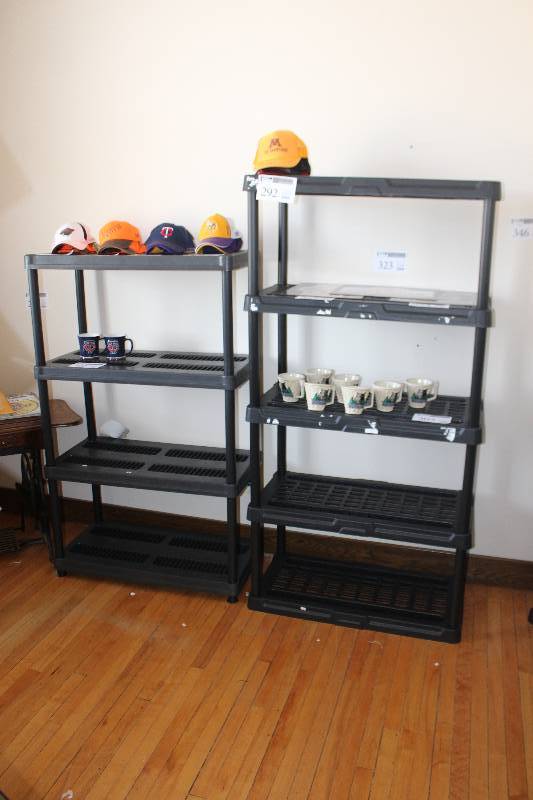 lot 346 image: Lot of (2) 4-Shelf Display Shelves