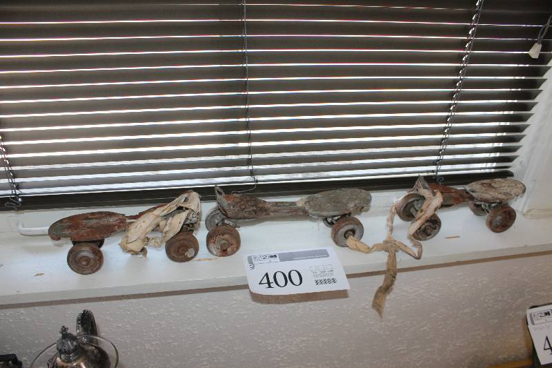 lot 400 image: Lot of (3) Vintage Metal Roller Skates