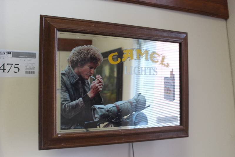 lot 475 image: Camel Lights Lighted Wall Mirror