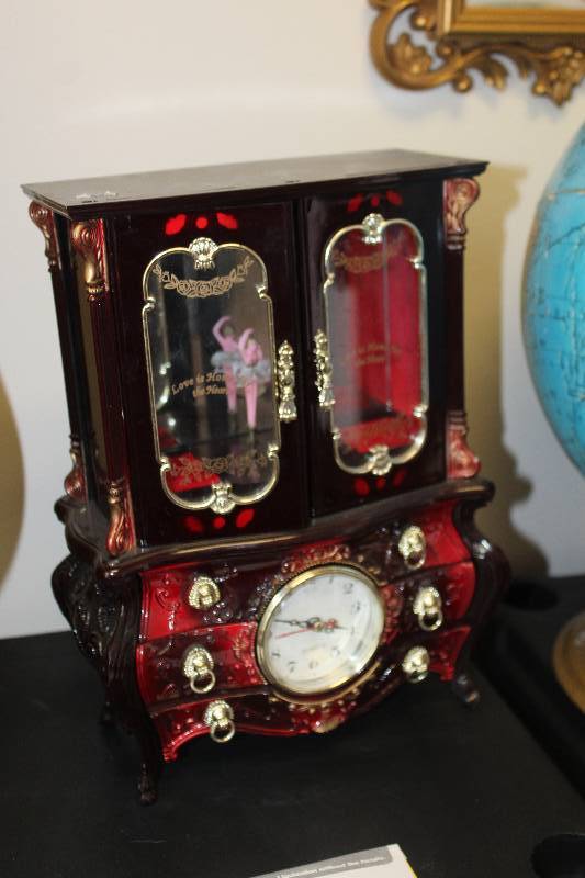 lot 503 image: Music Box Clock w Dancing Ballerina