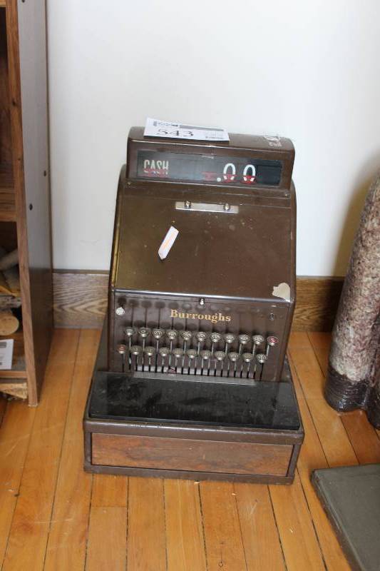 lot 543 image: Vintage Burroughs Push-button Cash Register