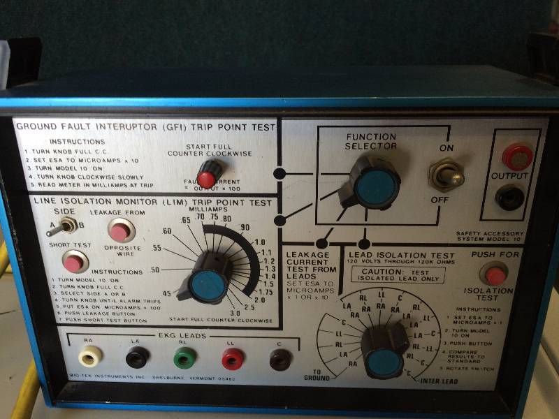 lot 48 image: Bio-Tek Instruments Ground Fault Interrupter (GFI) Trip Point Test Line Isolation Monitor (LIM) Trip Point Test Lead Isolation Test EKG Leads Medical - Nice Condition