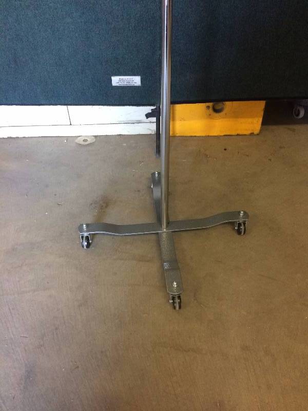 lot 100 image: Lumex Telescoping Mobile Select Care 2-Hook I.V. Stand Pole - Many Uses - Industrial Coat Tree For One