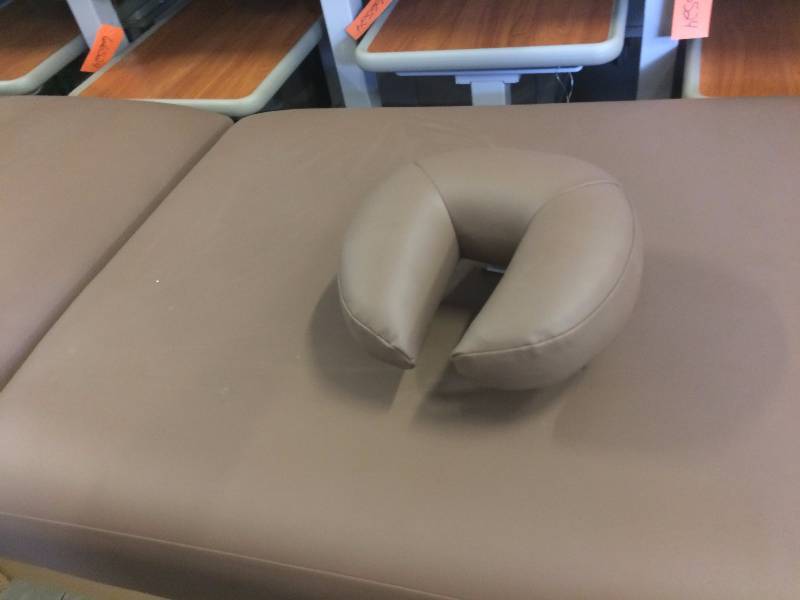 lot 5 image: Retails New $2000 Oakworks Luxury Spa Medical Massage Stationary Height Adjustable Table Bed Clinician Adjustable Lift-Assist Backrest Top & Under Storage Cabinet - Excellent Condition