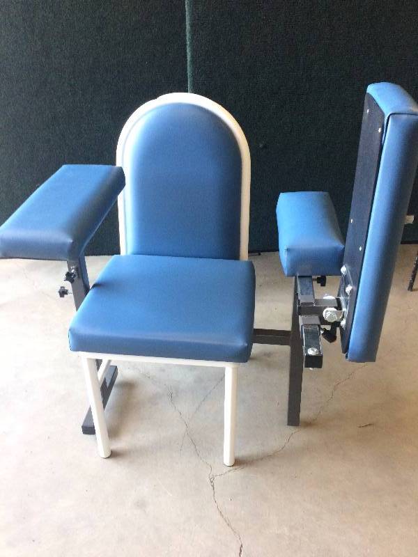lot 7 image: Retails New $600 Phlebotomy Seat Padded Blood Drawing Donor Chair - Many Uses Including Manicures Tattoo Ink & Henna Artists Couple Dings At The Top Otherwise Excellent