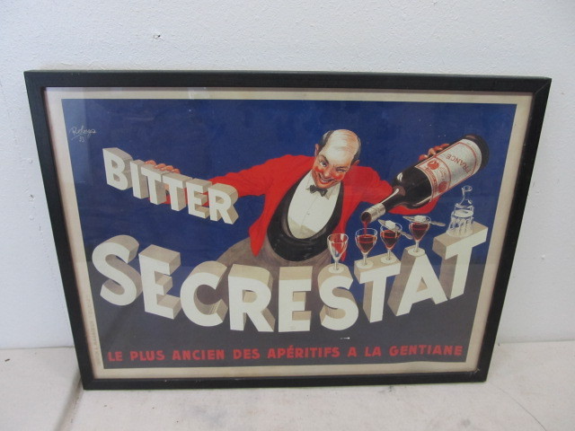 lot 9 image: Framed Antique Style SECRESTAT Advertising Poster