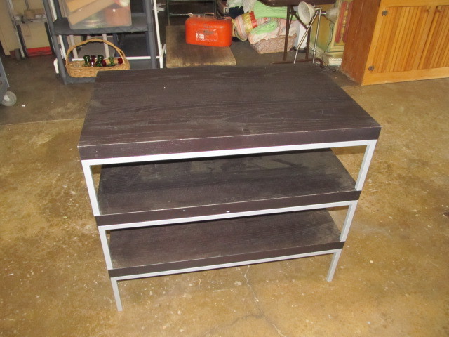 lot 143 image: 3 Ikea Black Wood & Metal Stacking Low Tables