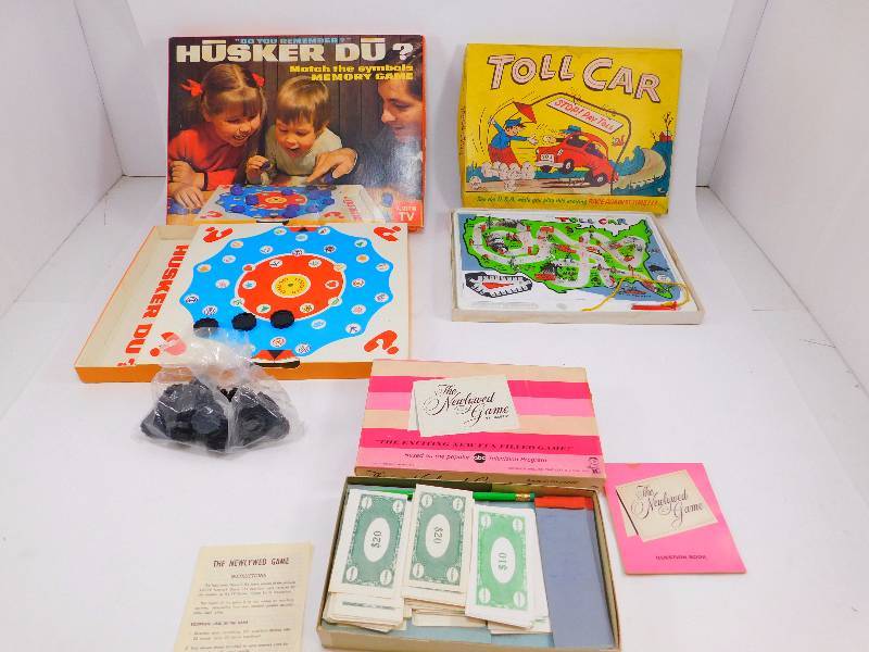 lot 14 image: Vintage Board Games - Newlywed Game, Toll Car, & Husker Du