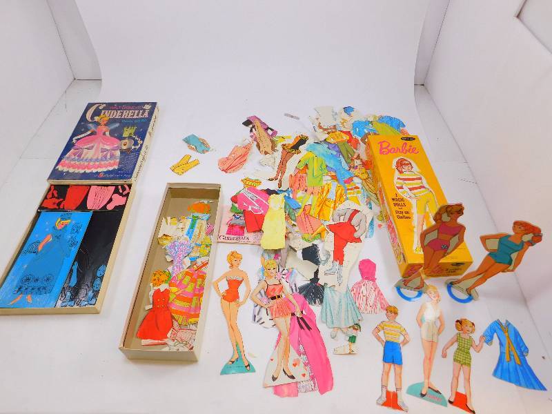 lot 20 image: Vintage Barbie & Cinderella Paper Dress Up Kits