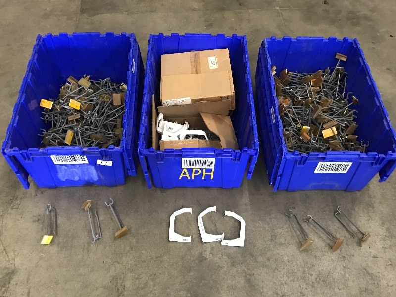 lot 17 image: (3) Totes Of Assorted Peg-Board Hoo...