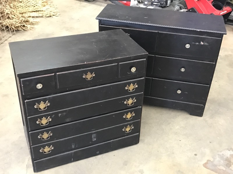 lot 25 image: (2) Vintage Wooden Dressers, Very D...