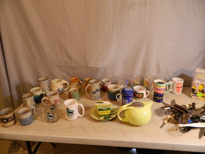 lot 143 image: Caribou Coffee Mugs, Stoneware, Knives, and More