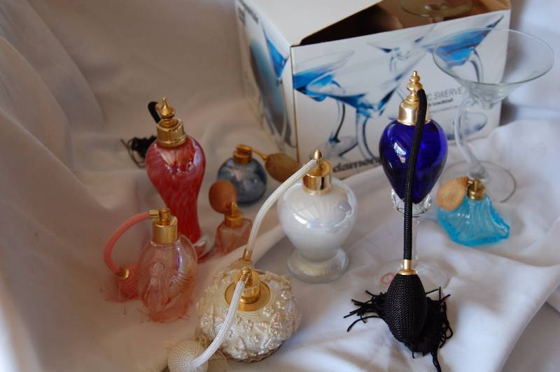 lot 49 image: Perfume Sprayers and Martini Glasses