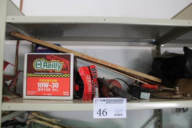 lot 46 image: 10W30 Motor Oil, Air Filters, Press, Tank