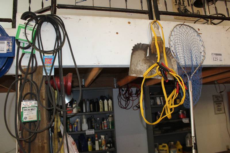 lot 125 image: Fishing Net, Deck Belts, Ropes, Lights, Grease Gun