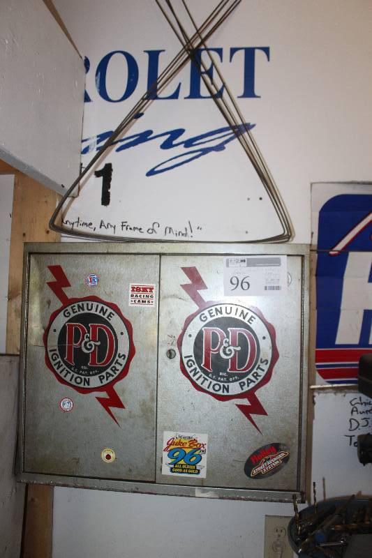 lot 96 image: Wall Cabinet, Metal On Top