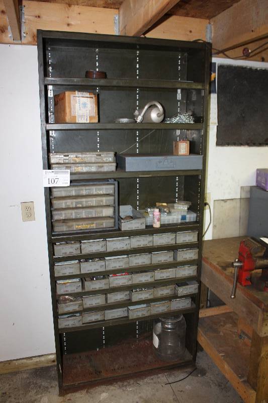 lot 107 image: Organizer w Grade 8 Nuts, Washers, Bolts
