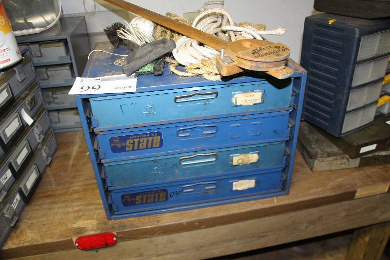 lot 99 image: Parts Organizer w Hardware - Terminals, O-Rings, Belt Sizer