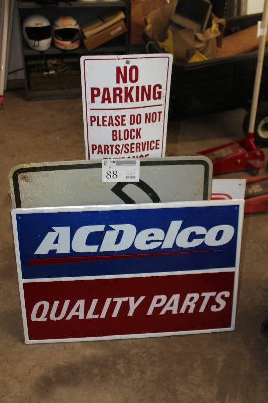 lot 88 image: Lot of (4) Signage - AC Delco, Dead End, Western Snowplows, No Parking