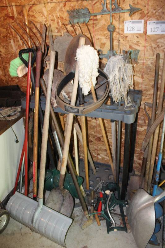 lot 128 image: Shovels, Rakes, Mops