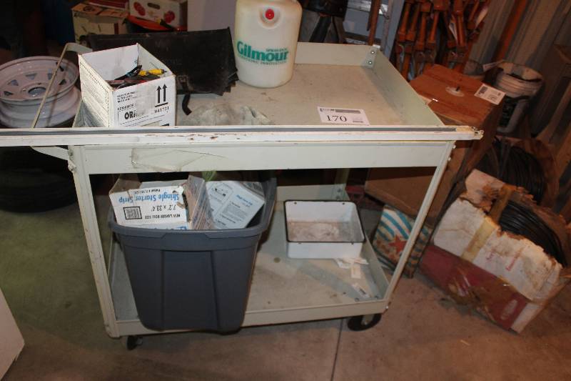 lot 170 image: 4-Wheel 2-Shelf Utility Cart