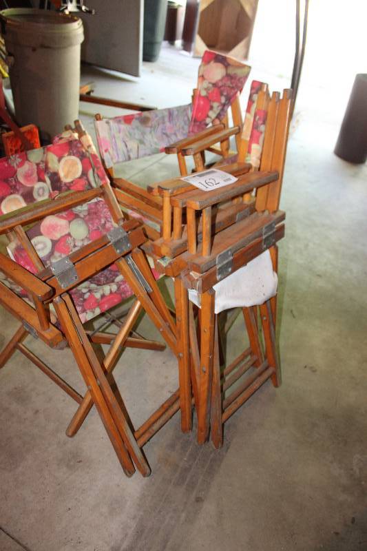 lot 162 image: Lot of (6) Wood Folding Directors Chairs