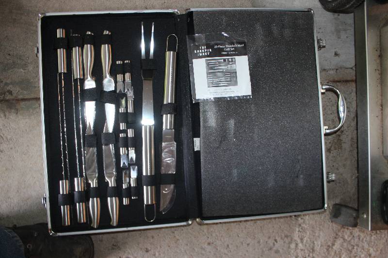 lot 178 image: 25-Piece Stainless Steel Grill Tool Set w Case, Instructions