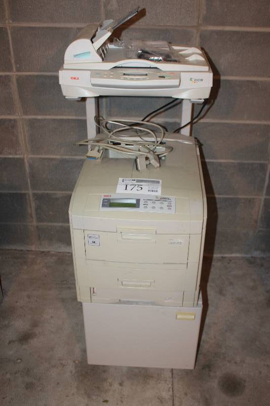 lot 175 image: Lot of (4) Oki CCS Scanner, Desk, Oki 2024n Printer, Holder