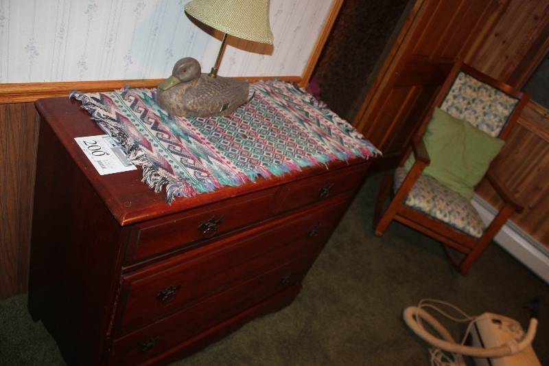 lot 200 image: 4-Drawer Wood Dresser, 7-Drawer Wood Dresser, Rocking Chair