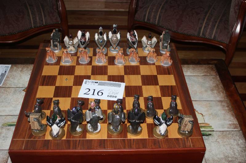lot 216 image: Ducks & Hounds Chess Set