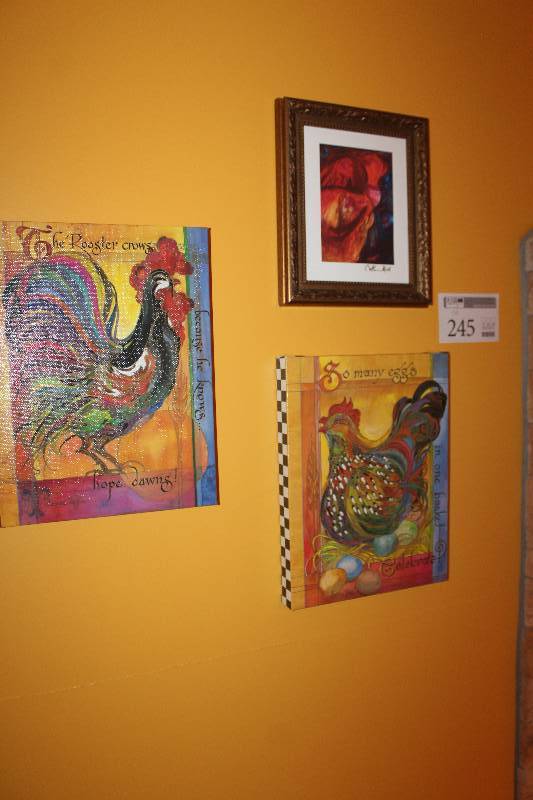 lot 245 image: Lot of (4) Decorative Rooster Wall Art
