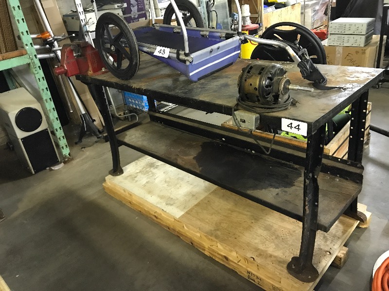 Shop table with motor and vise