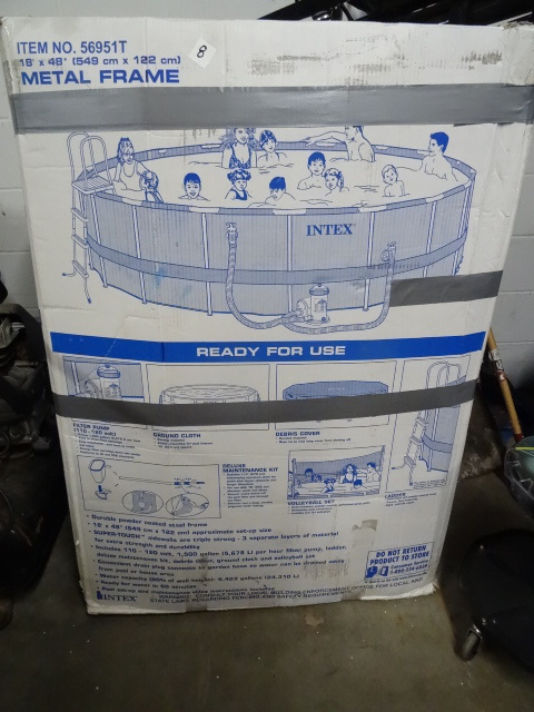 lot 8 image: Intex no. 56951T 18 x 48 metal framed above ground pool