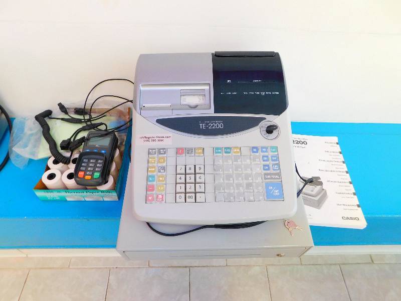 lot 243 image: CASIO CASH REGISTER WITH MANUAL AND REGISTER TAPE