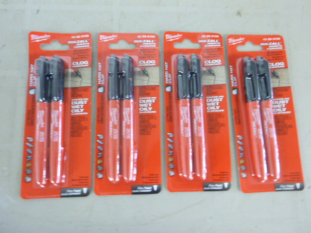 lot 82 image: 4 Packs of Milwaukee Inkzall Jobsite Markers