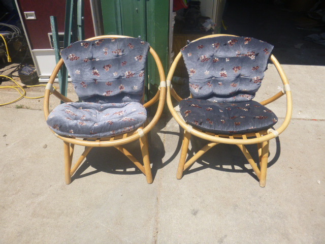 lot 119 image: 2 Papasan Bamboo Chairs