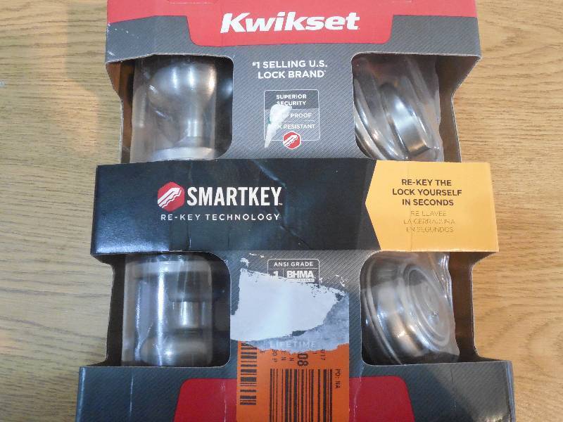 lot 86 image: Kwikset Juno Satin Nickel Exterior Entry Knob and Single Cylinder Deadbolt Combo Pack Featuring SmartKey