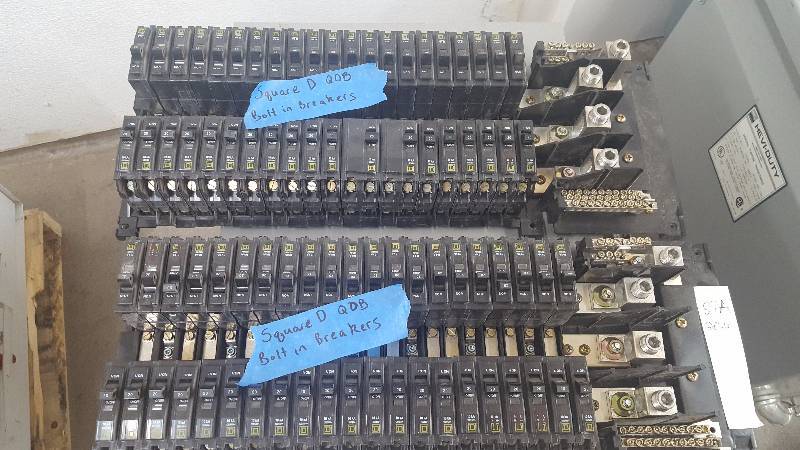 lot 57A image: Lot of (2) Square D QOB Bolt in Breaker Circuit Breakers and Buses