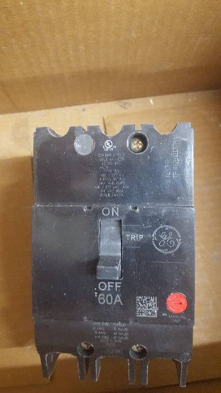 lot 80 image: GE 3-pole 60 Amp TEY Breaker