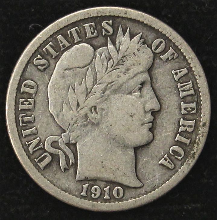 1910-D BARBER SILVER DIME VERY FINE | JUNE 21st RARE COIN AUCTION | K-BID