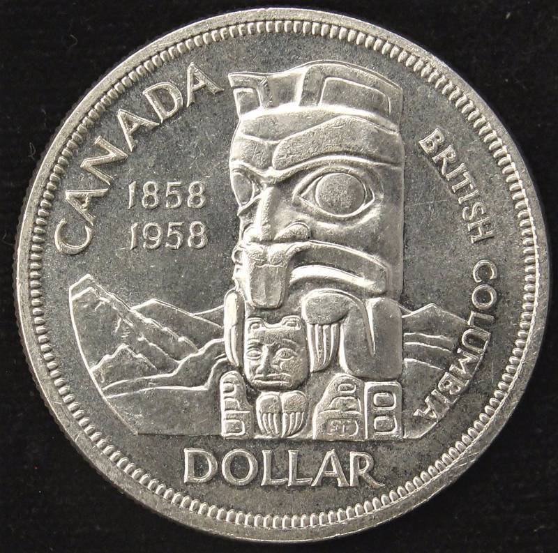 1958 CANADA BRITISH COLUMBIA SILVER DOLLAR AU