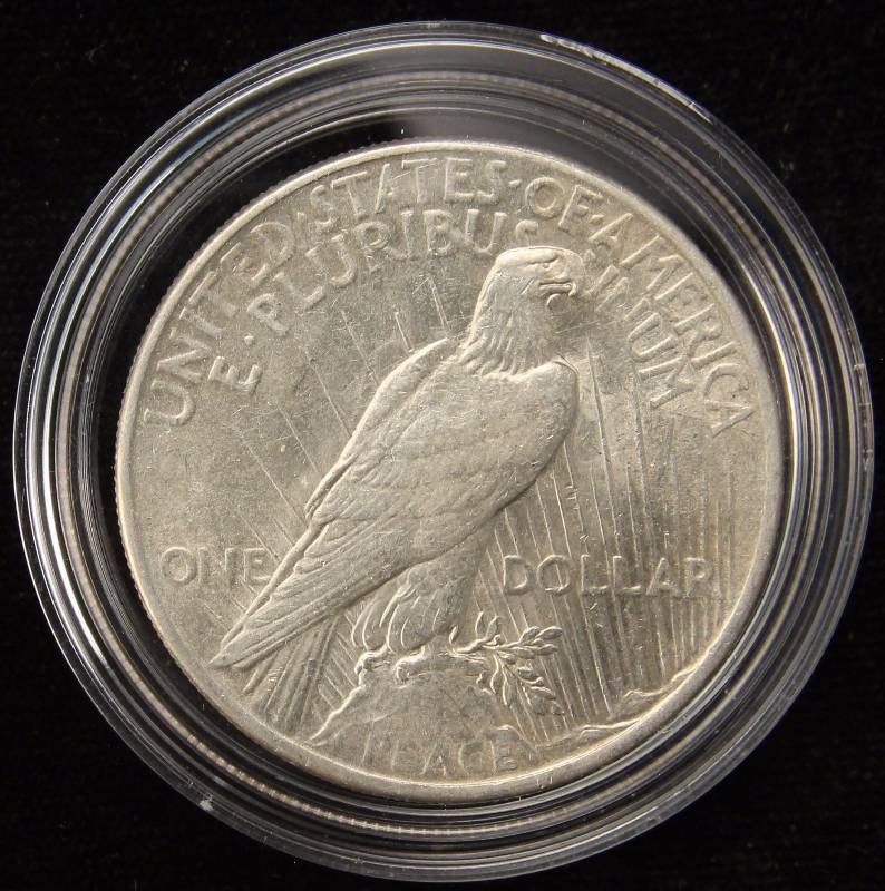 1925 PEACE SILVER DOLLAR AU IN AIRTITE HOLDER