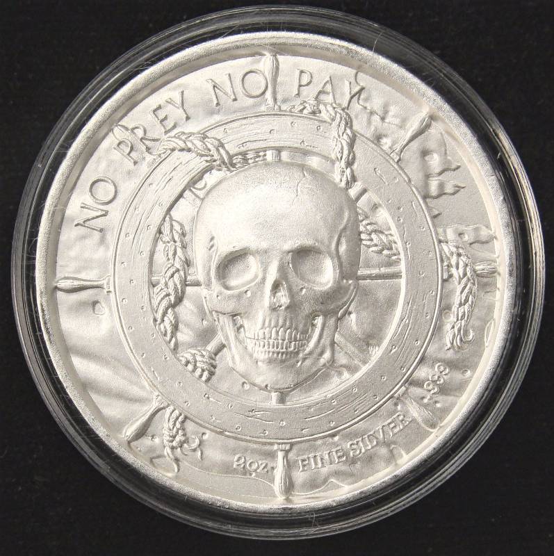 2 TROY OZ. .999 FINE SILVER WALK THE PLANK PIRATE SERIES IN AIRTITE HOLDER